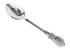 Серебряная столовая ложка с вензелем и объемным орнаментом на ручке «Купеческий» 